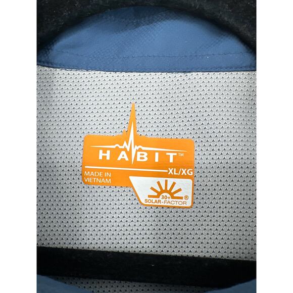 Habit Fishing Shirt Mens XL Blue Button Short Sleeve Pockets Lightweight - Picture 2 of 8